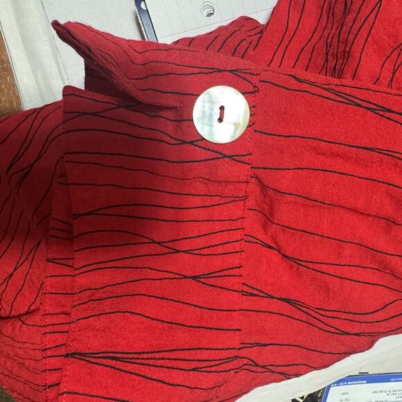 Ali Miles Sz 2X Red Wearable Art to Wear Artsy Blouse Shirt Top Pearl Buttons - Picture 8 of 9